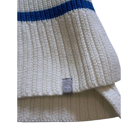 T By Talbots Sweater Women's XL Ivory Multi Stripe Crewneck High Low Thumb Holes - Picture 6 of 12